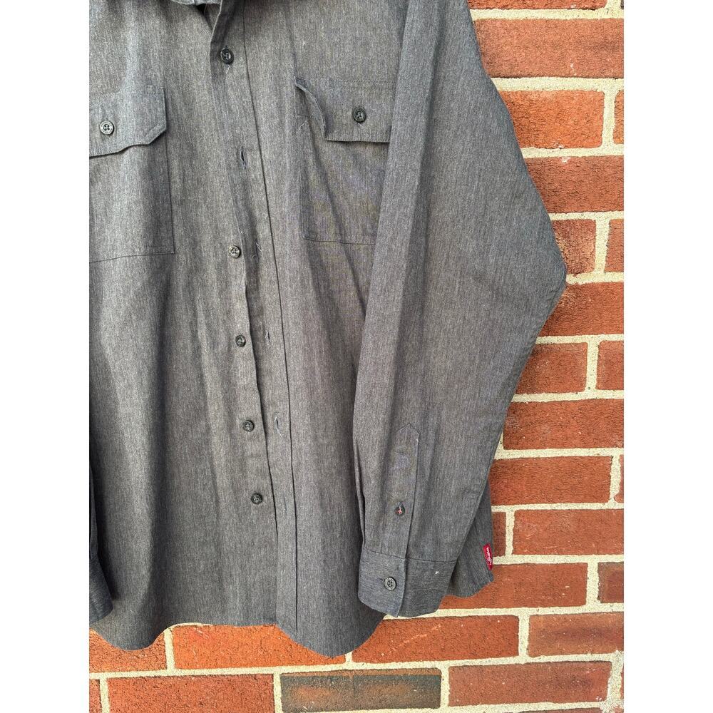 Wrangler Mens Gray Button Front Long Sleeve Shirt Size Large Western Workwear - Picture 10 of 12